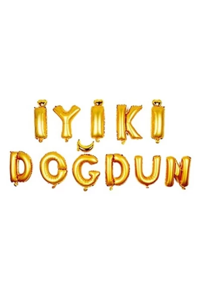 Pazariz Iyiki Doğdun Folyo Balon Set Altın ürün görseli 1
