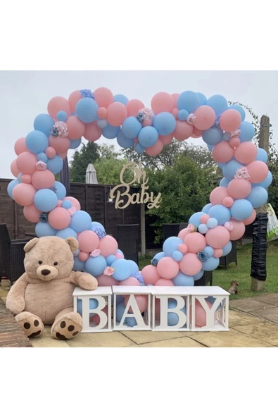 Pazariz Cinsiyet Partisi Makaron Pembe Ve Mavi Balon Zinciri 100 Adet ürün görseli 1