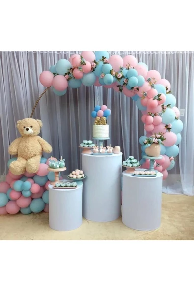 Pazariz Cinsiyet Belirleme Konsept Balon Pembe Mavi Balon Zincir 100 Adet Balon ürün görseli 1