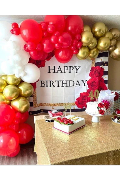 Pazariz Krom Gold Kırmızı Beyaz Balon Zinciri 100 Adet ürün görseli 1