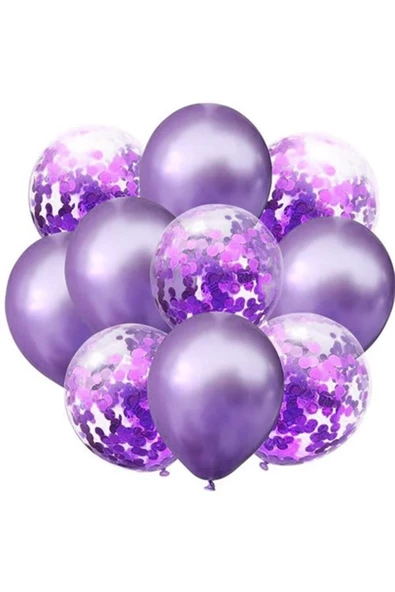 Pazariz Mor Krom Konfetili Balon ürün görseli 1