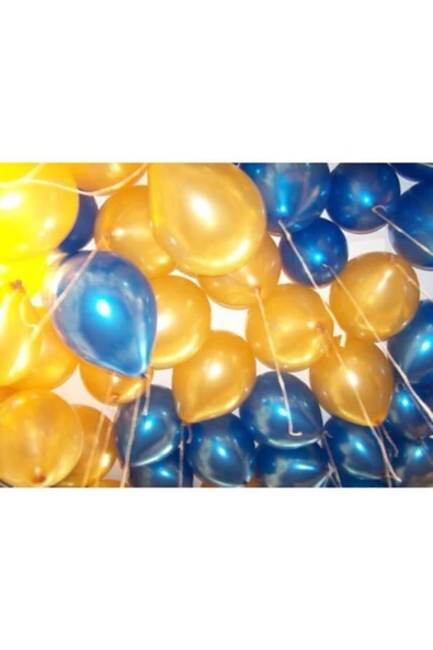 Pazariz 100 Adet Mavi Gold Balon Ve 5 Metre Balon Zinciri ürün görseli 1