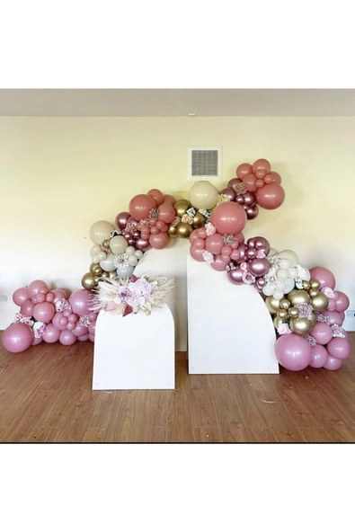 Pazariz Krom Gold Pembe Beyaz Toz Pembe Ve Yaban Çileği Balon Zinciri 100 Adet ürün görseli 1