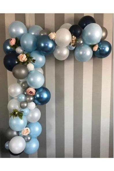Pazariz Krom Mavi Mavi Ton Özel Gün Konsept Balon Balon Zincir ürün görseli 1