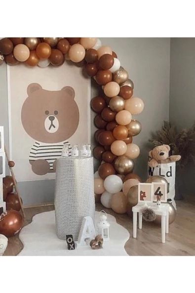 Pazariz Krom Gold Pastel Karamel Somon Beyaz Balon Konsept Balon Zinciri ürün görseli 1