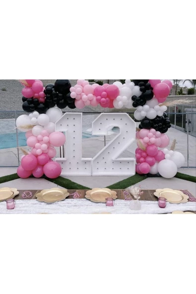 Pazariz Pastel Balon Zinciri Fuşya Siyah Beyaz Pembe ürün görseli 1