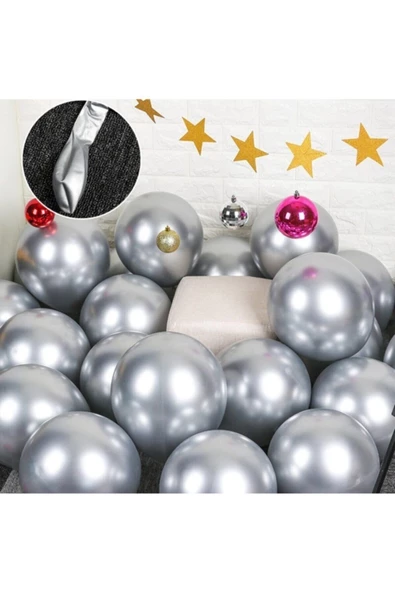 Pazariz Gümüş Krom Metalik Balon (aynalı Balon) 10 Adet ürün görseli 1