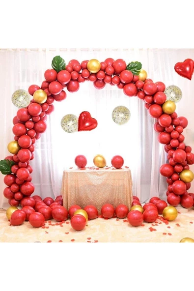 Pazariz Kırmızı Balon Zinciri 100 Adet Balon 5 Mt Zincir Aparatı ürün görseli 1
