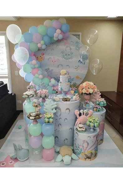 Pazariz Pastel Balon Deniz Kızı Konsept Balon Renkleri Zincir ürün görseli 1