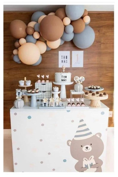 Pazariz Pastel Balon Zincir Kahverengi Gri Somon 100 Adet ürün görseli 1