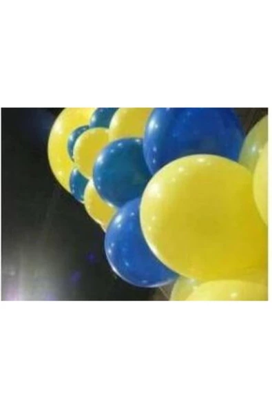 Pazariz Fırsat Ayı 100 Adet Metalik Sedefli Sarı Lacivert Karışık Balon ürün görseli 1
