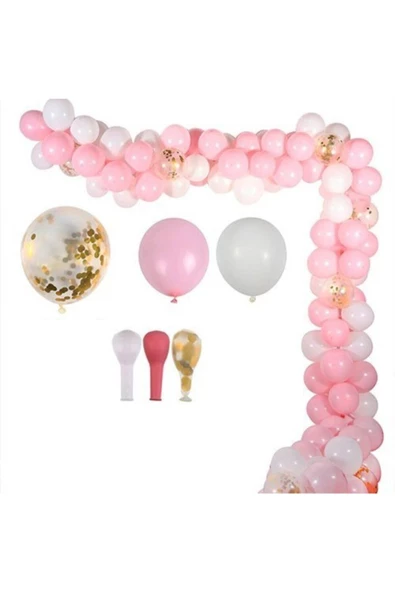 Pazariz Pembe Beyaz Zincir Balon Setleri ürün görseli 1