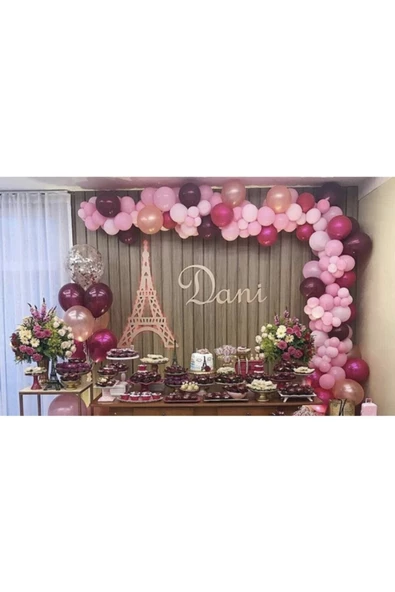Pazariz 100 Adet Pembe Fuşya Rose Gold Balon Zinciriözel Gün Konsept Balon Zinciri ürün görseli 1