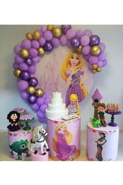 Pazariz Pastel Lila Krom Mor Krom Gold Balon Balon Zincir Prenses Sofia ürün görseli 1