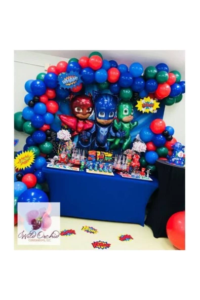 Pazariz 100 Adet Pj Maskeliler Temalı Balon Ve 5 Metre Balon Zinciri ürün görseli 1