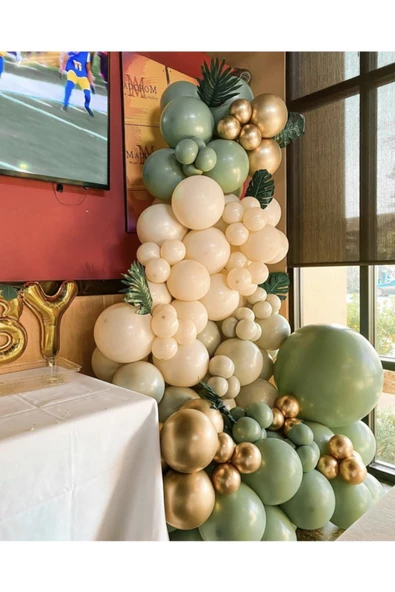 Pazariz Krom Gold Küf Yeşili Sütlü Kahve Ve Deniz Kumu Balon Zinciri 100 Adet ürün görseli 1