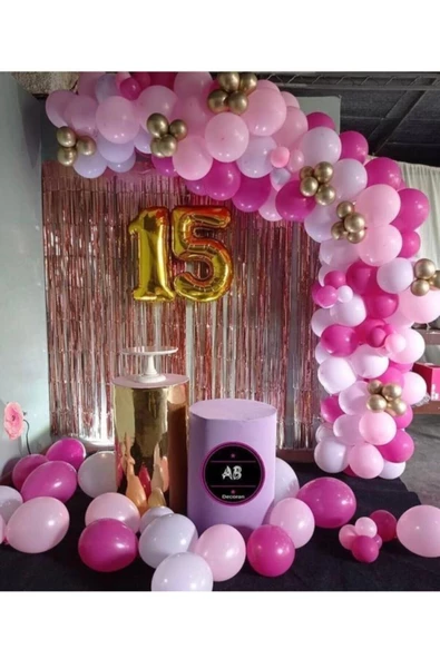 Pazariz Krom Gold Fuşya Makaron Pembe Balon Balon Zincir ürün görseli 1