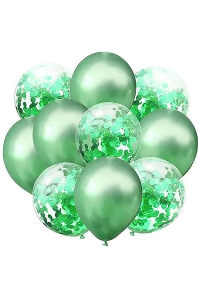 Pazariz Yeşil Krom Konfetili Balon ürün görseli 1