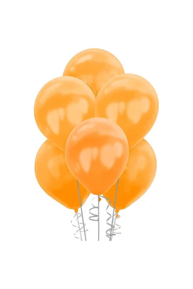 Pazariz 12 Inç Standart Boy Metalik Balon 10 Adet Turuncu ürün görseli 1