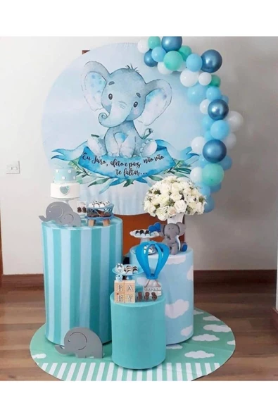 Pazariz 60 Adetkrom Mavi Pastel Balon Fil Konsept Balon ürün görseli 1