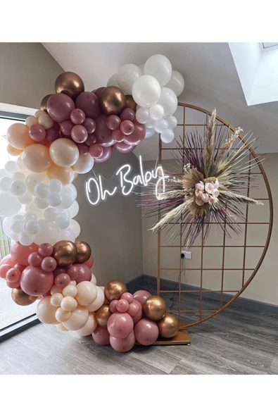 Pazariz Krom Bronz Toz Pembe Beyaz Ve Somon Balon Zinciri 100 Adet ürün görseli 1