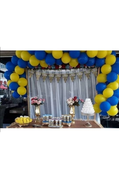 Pazariz Sarı Lacivert 100 Adet Balon + Balon Zinciri ürün görseli 1
