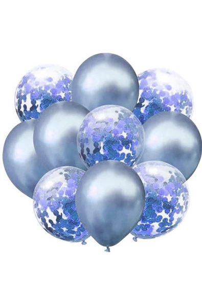 Pazariz Mavi Krom Konfetili Balon ürün görseli 1