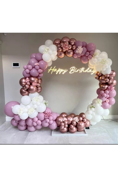 Pazariz Krom Pembe Toz Pembe Ve Beyaz Balon Zinciri 50 Adet ürün görseli 1