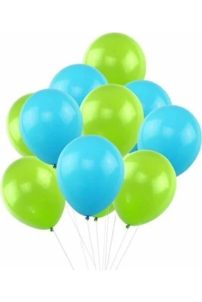 Pazariz Balon Metalik Sedefli Kaliteli Balon 50 Mavi 50 Fıstık Yeşili 100 Adet ürün görseli 1