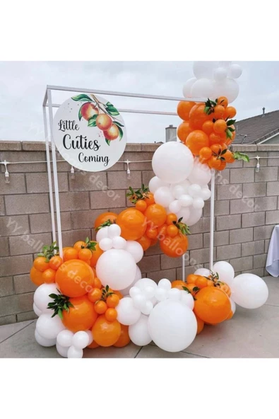 Pazariz Pastel Turuncu Ve Beyaz Balon Zinciri 100 Adet ürün görseli 1