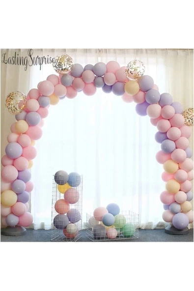 Pazariz 100 Makaron Pastel Balon + Balon Zinciri-konsept Parti Balon Seti ürün görseli 1