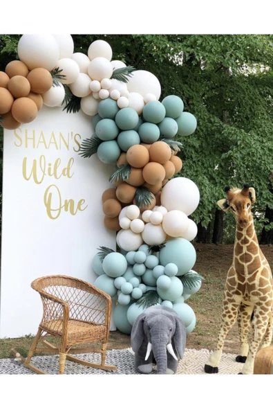 Pazariz Küf Yeşili Kış Yeşili Karamel Ve Ten Rengi Balon Zinciri 100 Adet ürün görseli 1