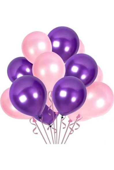 Pazariz Balon Metalik Sedefli Kaliteli Balon Pembe Mor 100 Adet ürün görseli 1