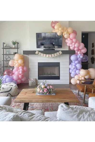 Pazariz Makaron Pembe Lila Somon Balon Zinciri 100 Adet ürün görseli 1