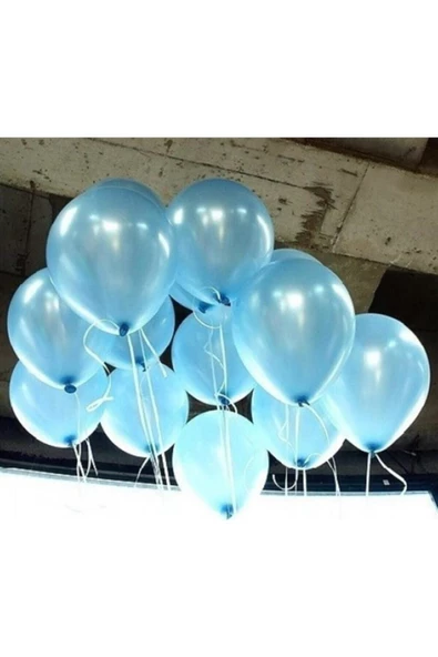 Pazariz 20 Adet Metalik Sedefli Açık Mavi Balon Doğum Günü Helyumla Uçan ürün görseli 1