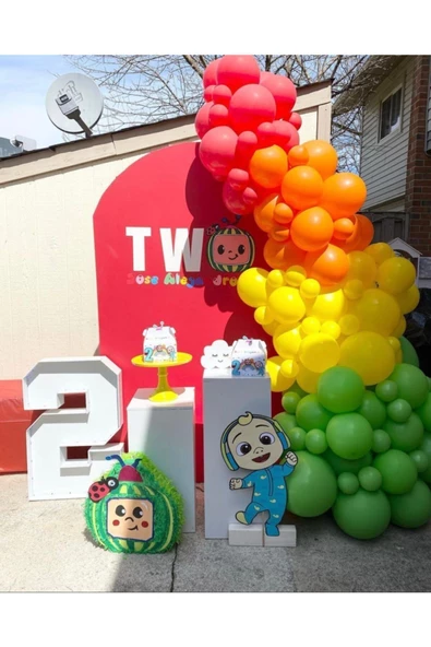 Pazariz Rengarenk Balon Zinciri Turuncu Açık Yeşil Kırmızı Sarı 100 Adet ürün görseli 1