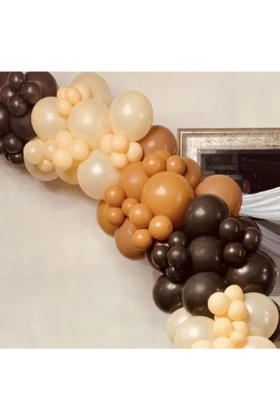 Pazariz Pastel Çikolata Kahve Karamel Ve Somon Balon Zinciri 100 Adet ürün görseli 1