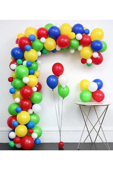 Pazariz Canlı Karışık Renkli Balon Konsept Balon Zincir ürün görseli 1