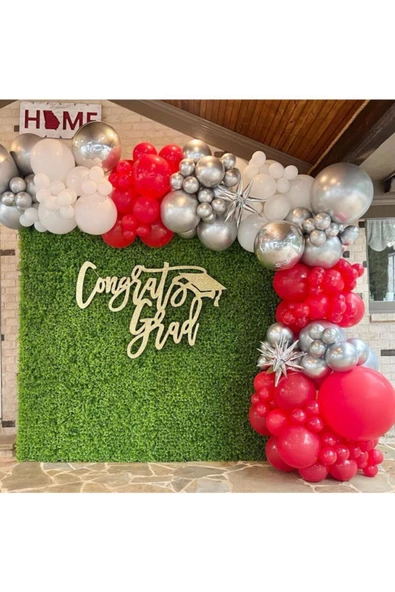 Pazariz Krom Gümüş Metalik Kırmızı Pastel Beyaz Balon Zinciri 100 Adet ürün görseli 1