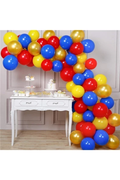 Pazariz 100 Adet Kırmızı Sarı Kombin Zincir Balon Seti 5 Metre ürün görseli 1