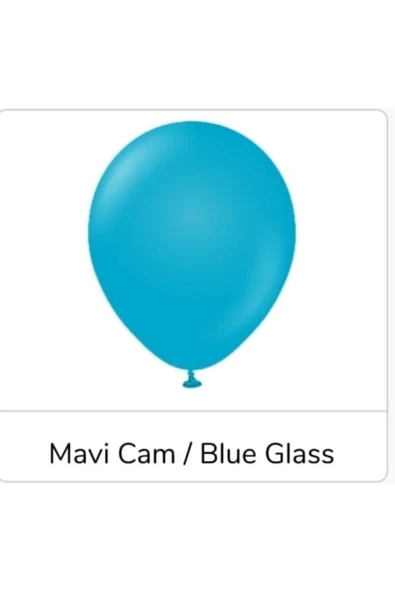 Pazariz 12" Retro Balon Mavi Cam Rengi 100’lü ürün görseli 1