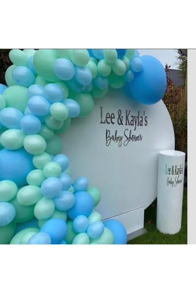 Pazariz Pastel Mint Yeşili Ve Mavi Makaron Balon Zinciri 100 Adet ürün görseli 1