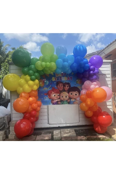 Pazariz Gökkuşağı Pastel Balon Zinciri 100 Adet ürün görseli 1