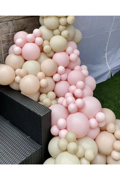 Pazariz Makaron Pembe Sütlü Kahve Ve Somon Balon Zinciri 100 Adet ürün görseli 1