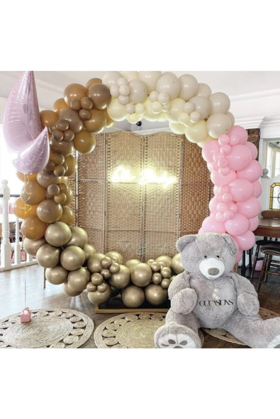 Pazariz Krom Gold Makaron Pembe Deniz Kumu Ve Karamel Balon Zinciri 100 Adet ürün görseli 1
