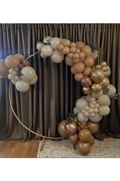 Pazariz Krom Gold Pastel Karamel Çöl Kumu Ve Deniz Kumu Balon Zinciri 100 Adet ürün görseli 1