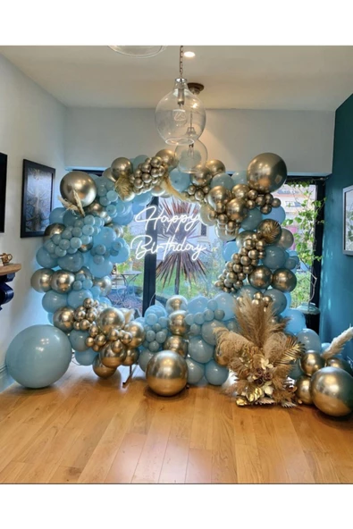 Pazariz Krom Beyaz Altın Ve Mavi Cam Balon Zinciri 100 Adet ürün görseli 1