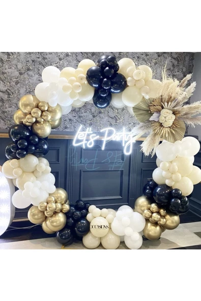 Pazariz Krom Gold Gece Mavisi Sütlü Kahve Ve Beyaz Balon Zinciri 100 Adet ürün görseli 1