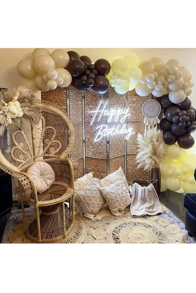 Pazariz Pastel Çikolata Kahve Vanilya Ve Deniz Kumu Balon Zinciri 100 Adet ürün görseli 1