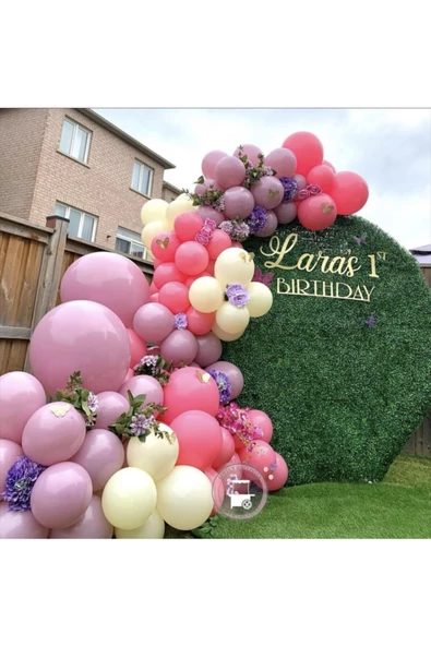 Pazariz Pastel Yaban Çileği Toz Pembe Vanilya Balon Zinciri 100 Adet ürün görseli 1